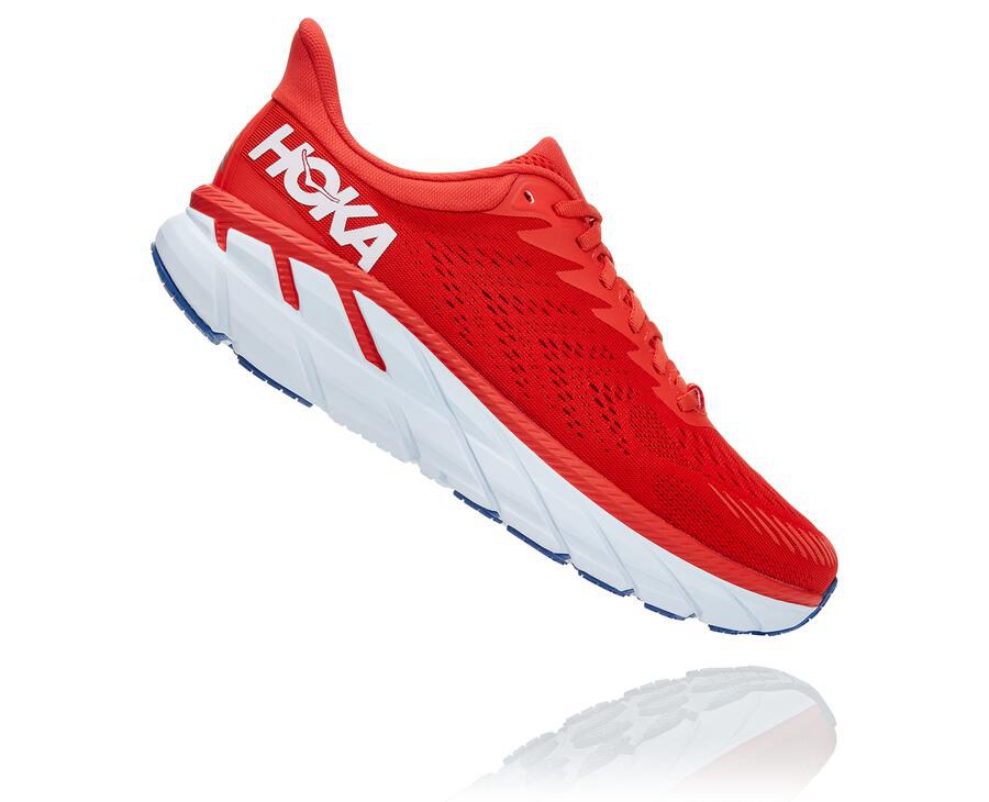 Hoka One One Clifton 7 Löparskor Herr - Röda/Vita - TFDRW-4937